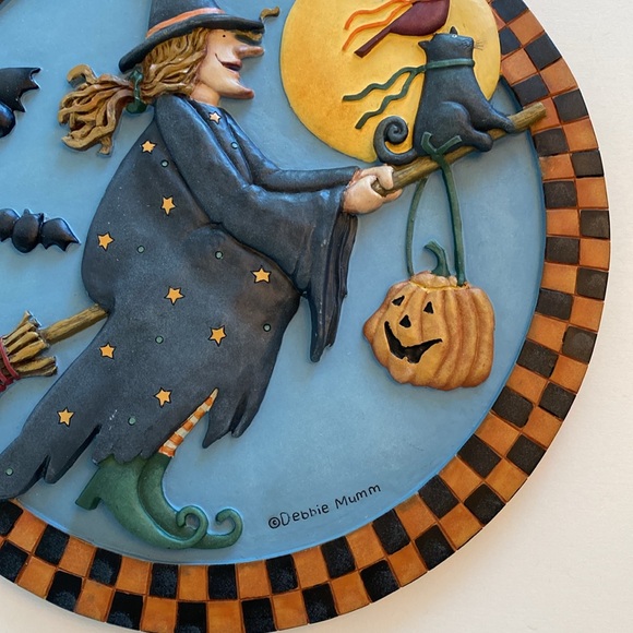 Halloween Debbie Mumm Broomhilda 3D Wall Plaque Halloween Witch 2001 12'' Rare - Picture 7 of 12